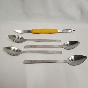 Trudeau 5pc Stainless Steel Serrated Grapefruit Spoon & Knife Set